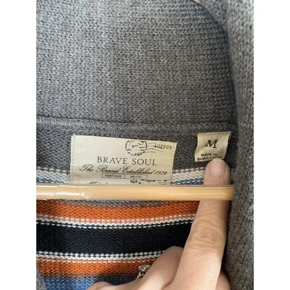 NWOT Brave Soul Aztec Men's Button Up Heavy Cardigan Shawl Neck Southwestern M - Picture 3 of 8